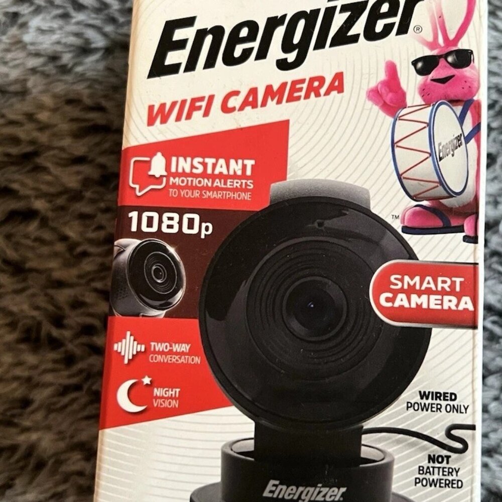 Energizer Smart Wi-Fi Black Indoor Camera, 1080P Full HD, Cloud/Micro-Sd Card Su
